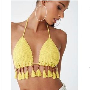 FOREVER 21: Crochet Tassel Halter Top